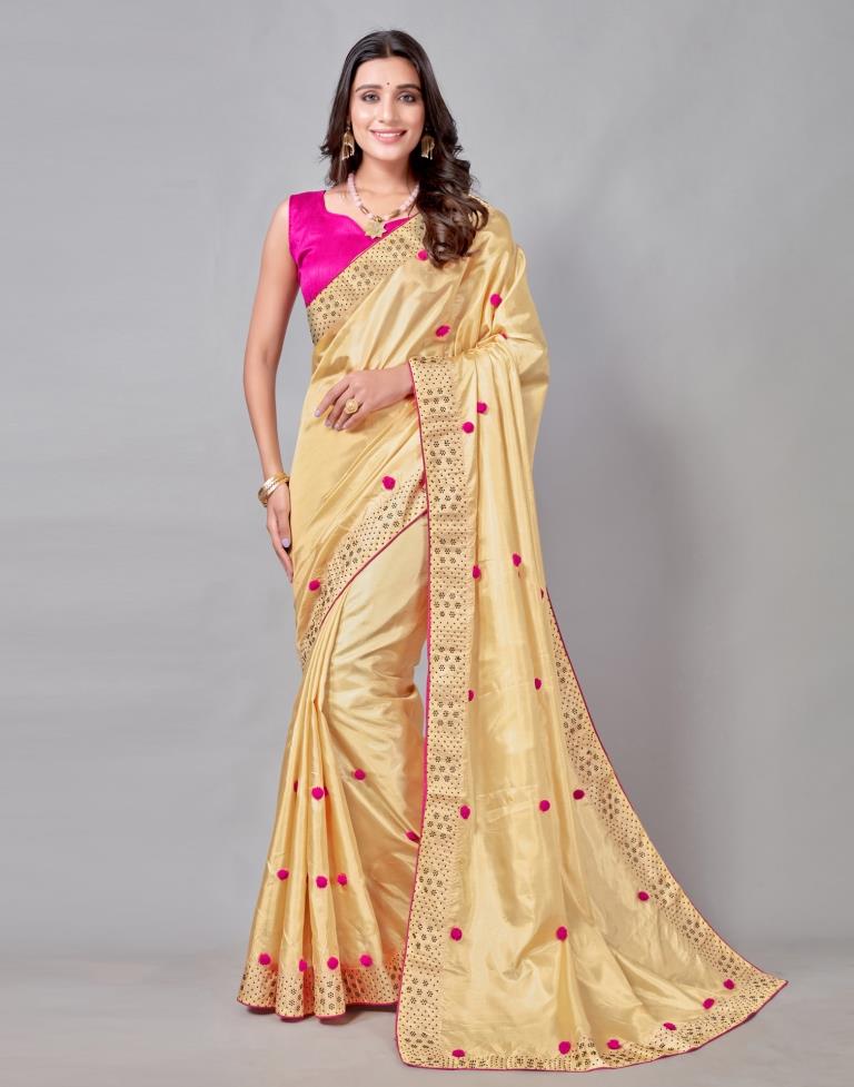 Golden Yellow Coloured Silk Embellished Saree | Sudathi