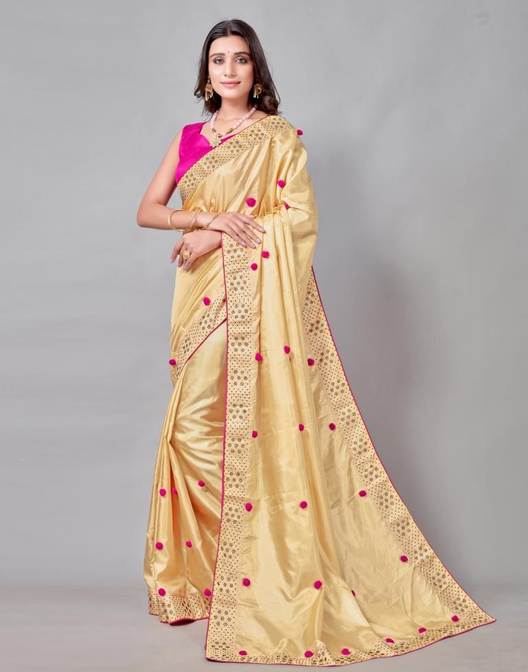 Golden Yellow Coloured Silk Embellished Saree | Sudathi