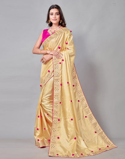 Golden Yellow Coloured Silk Embellished Saree | Sudathi