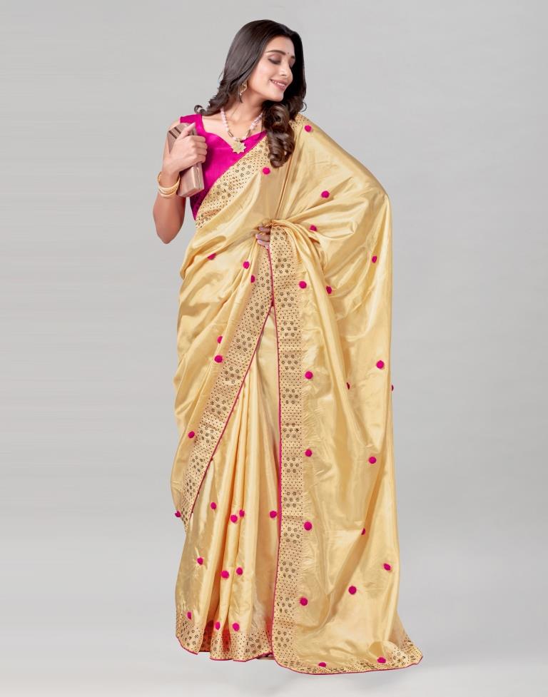 Golden Yellow Coloured Silk Embellished Saree | Sudathi
