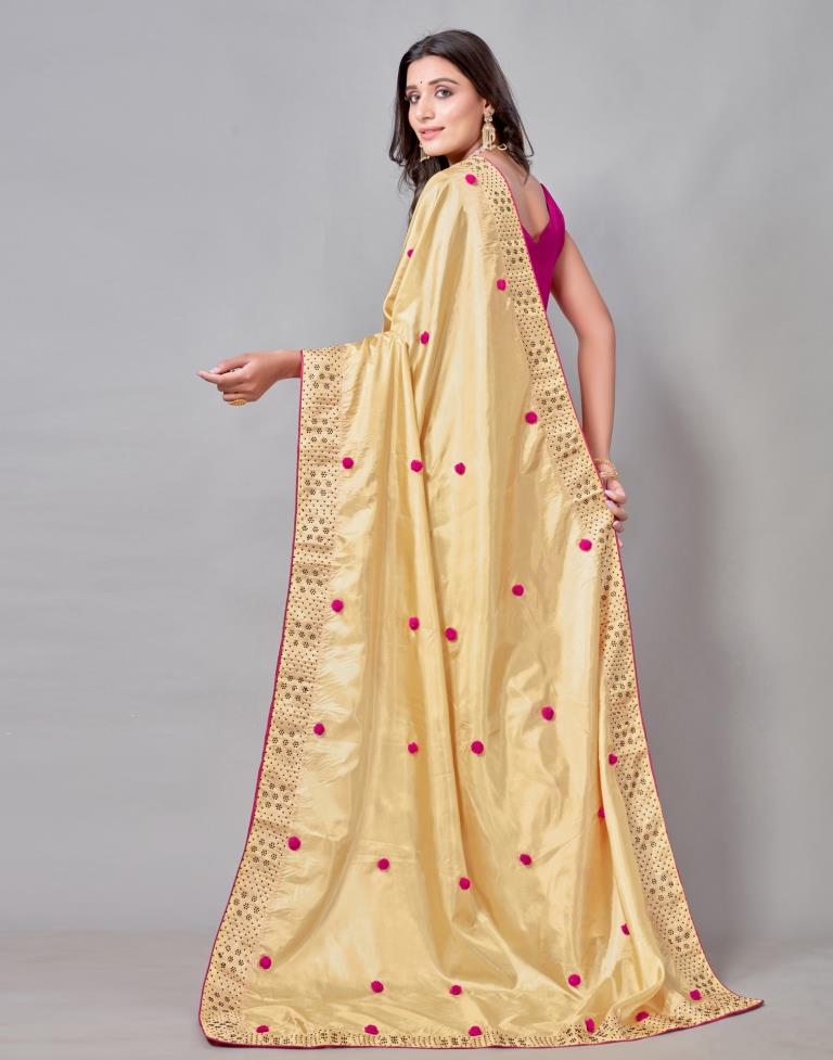 Golden Yellow Coloured Silk Embellished Saree | Sudathi