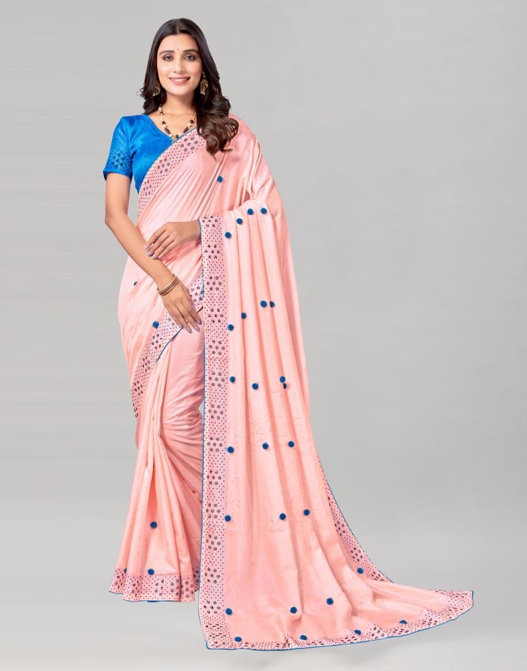 Light Pink Coloured Poly Silk Embellished Saree | Sudathi