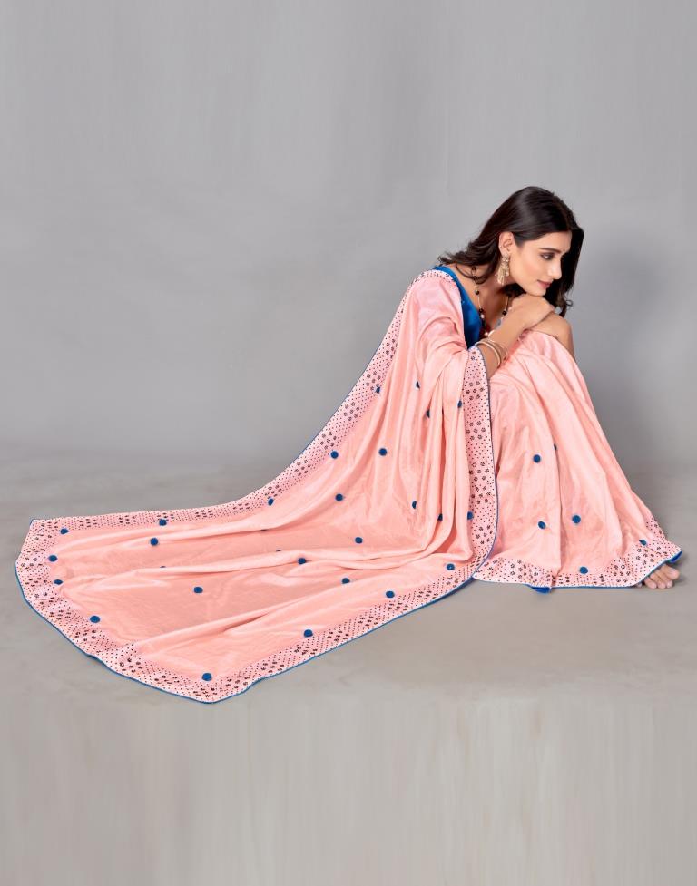 Light Pink Coloured Poly Silk Embellished Saree | Sudathi