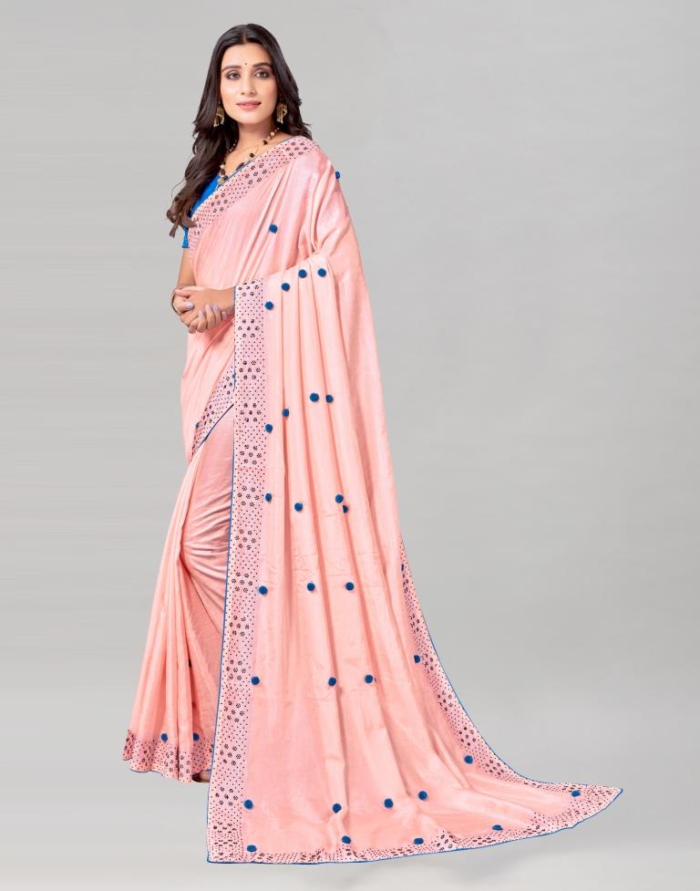 Light Pink Coloured Poly Silk Embellished Saree | Sudathi