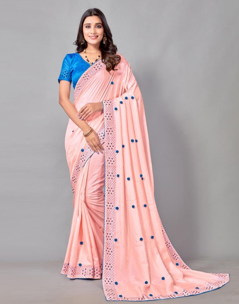 Light Pink Coloured Poly Silk Embellished Saree | Sudathi