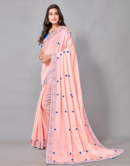 Light Pink Coloured Poly Silk Embellished Saree | Sudathi