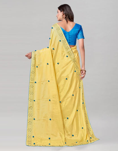 Yellow Coloured Poly Silk Embellished Saree | Sudathi