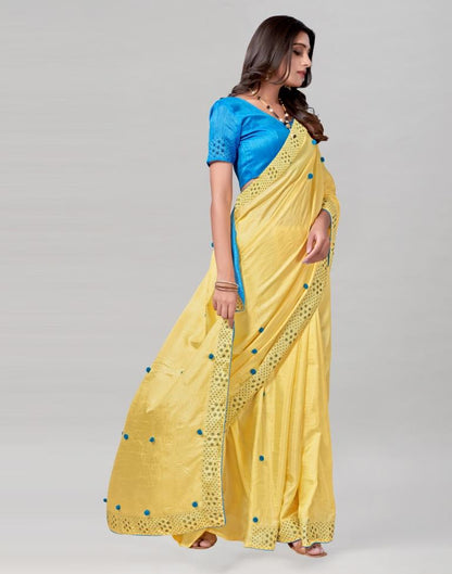 Yellow Coloured Poly Silk Embellished Saree | Sudathi