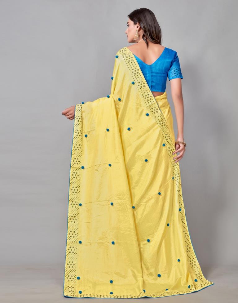 Yellow Coloured Poly Silk Embellished Saree | Sudathi