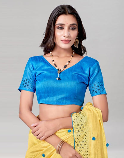 Yellow Coloured Poly Silk Embellished Saree | Sudathi