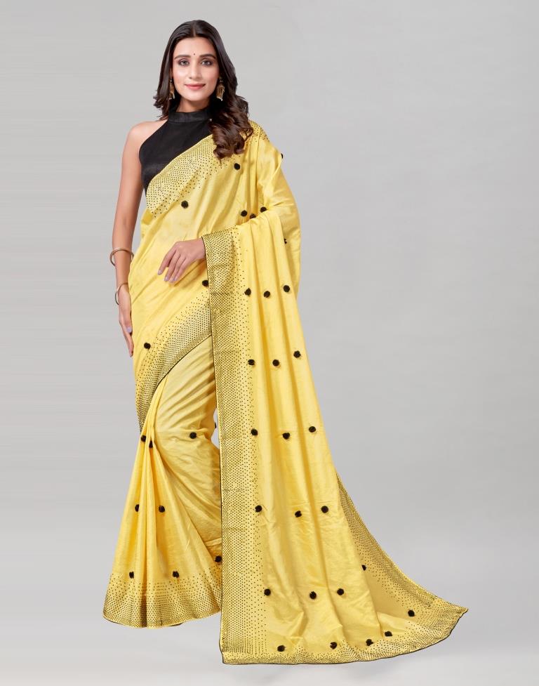 Yellow Coloured Poly Silk Embellished Saree | Sudathi