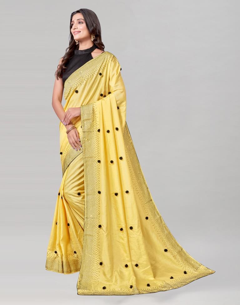 Yellow Coloured Poly Silk Embellished Saree | Sudathi