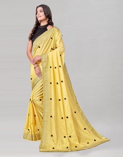 Yellow Coloured Poly Silk Embellished Saree | Sudathi