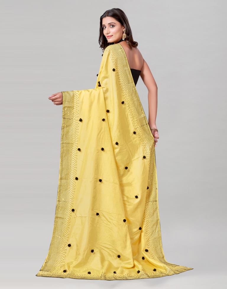 Yellow Coloured Poly Silk Embellished Saree | Sudathi