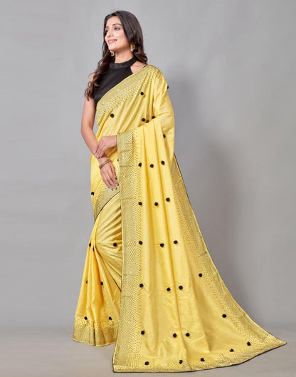 Yellow Coloured Poly Silk Embellished Saree | Sudathi