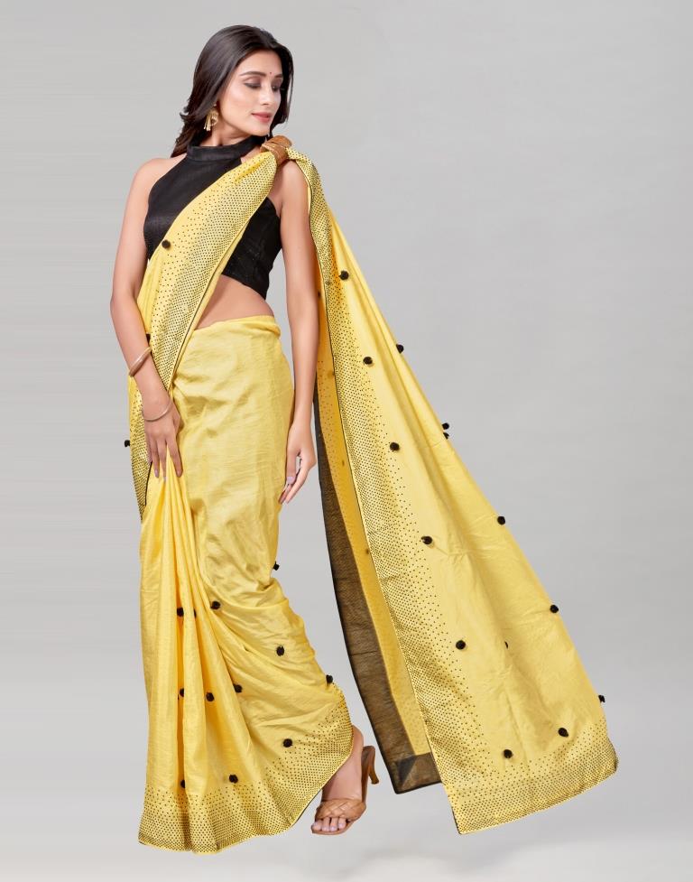 Yellow Coloured Poly Silk Embellished Saree | Sudathi