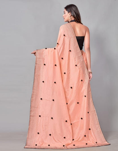 Peach Coloured Poly Silk Embellished Saree | Sudathi