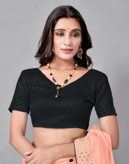 Peach Coloured Poly Silk Embellished Saree | Sudathi