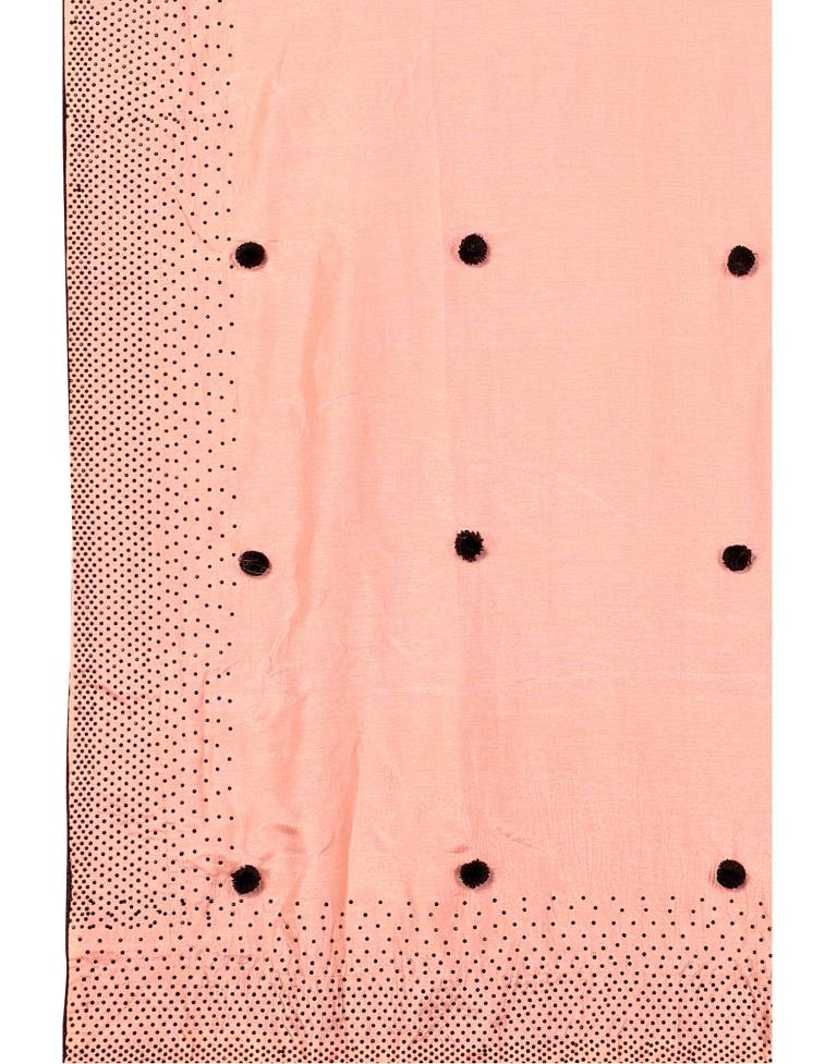 Peach Coloured Poly Silk Embellished Saree | Sudathi