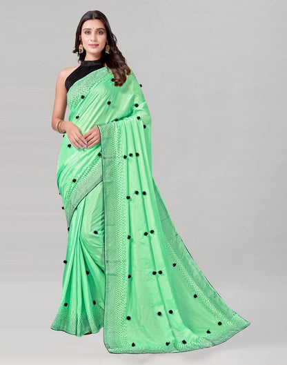 Mint Green Coloured Poly Silk Embellished Saree | Sudathi