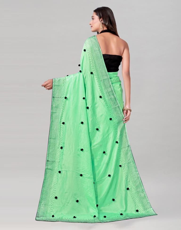 Mint Green Coloured Poly Silk Embellished Saree | Sudathi