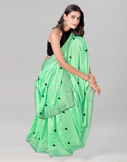 Mint Green Coloured Poly Silk Embellished Saree | Sudathi
