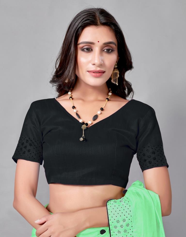 Mint Green Coloured Poly Silk Embellished Saree | Sudathi