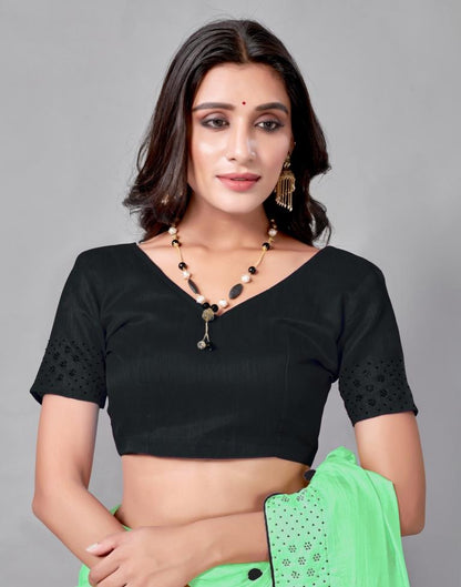 Mint Green Coloured Poly Silk Embellished Saree | Sudathi