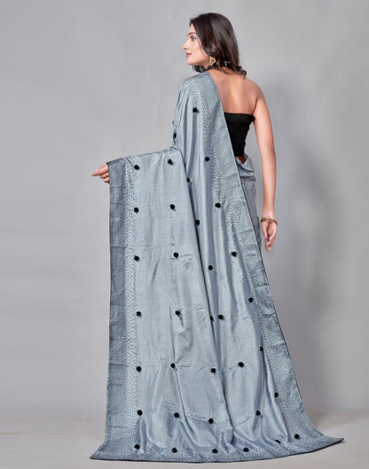 Steel Grey Coloured Poly Silk Embellished Saree | Sudathi