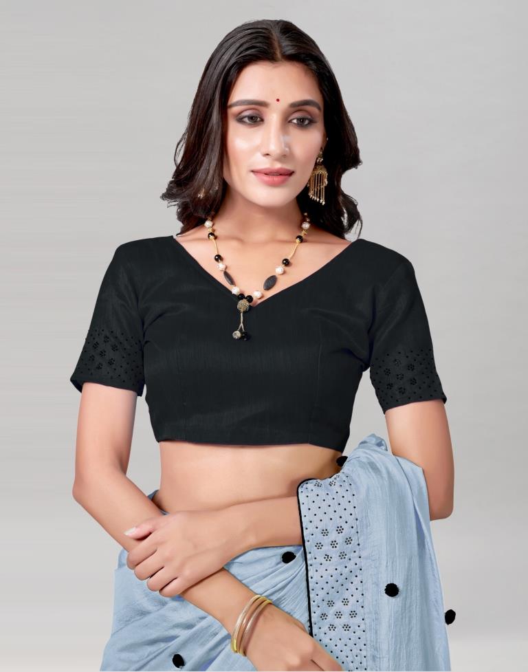 Steel Grey Coloured Poly Silk Embellished Saree | Sudathi