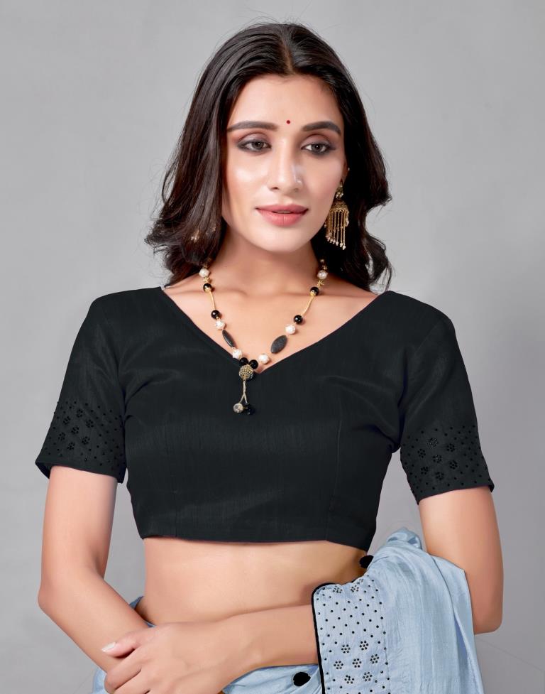 Steel Grey Coloured Poly Silk Embellished Saree | Sudathi