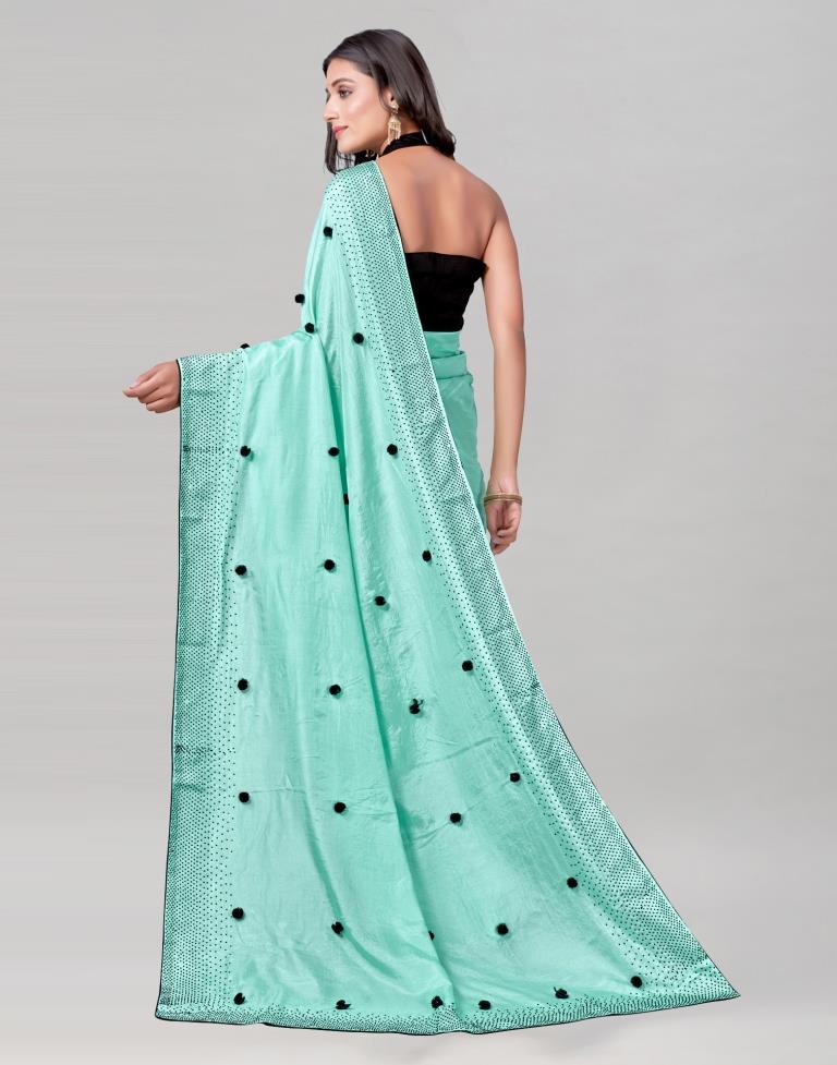 Aqua Blue Coloured Poly Silk Embellished Saree | Sudathi