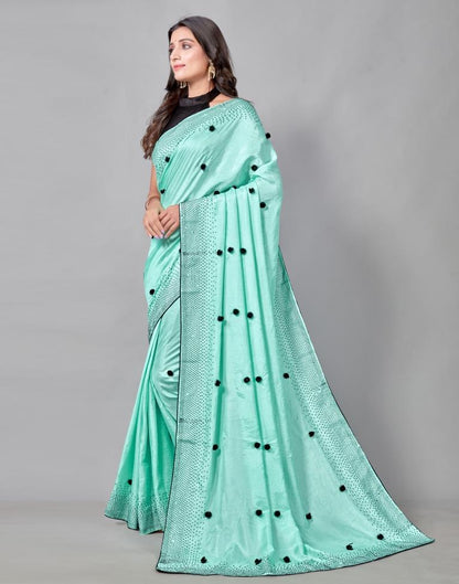 Aqua Blue Coloured Poly Silk Embellished Saree | Sudathi