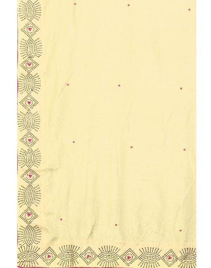 Light Yellow Coloured Poly Silk Hot Fixing Saree | Sudathi