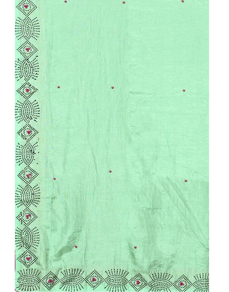 Mint Green Coloured Poly Silk Hot Fixing Saree | Sudathi