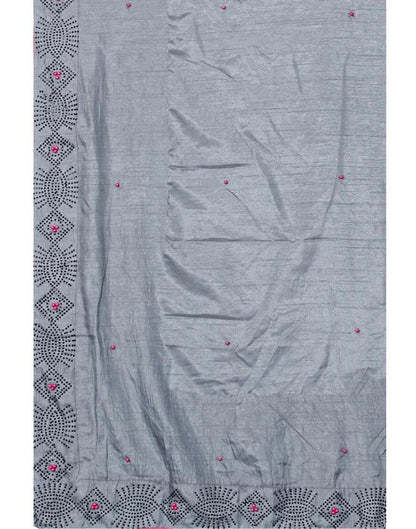 Steel Grey Coloured Poly Silk Hot Fixing Saree | Sudathi