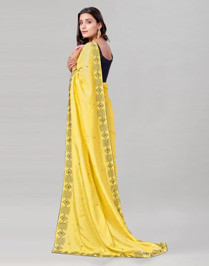 Yellow Coloured Poly Silk Hot Fixing Saree | Sudathi