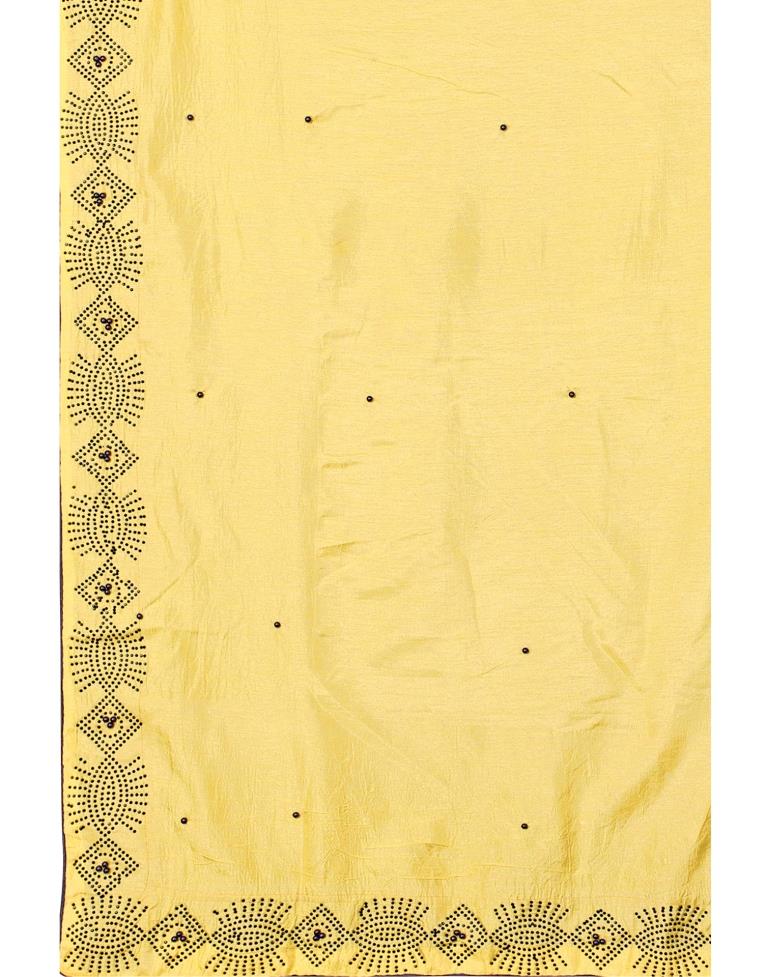 Yellow Coloured Poly Silk Hot Fixing Saree | Sudathi