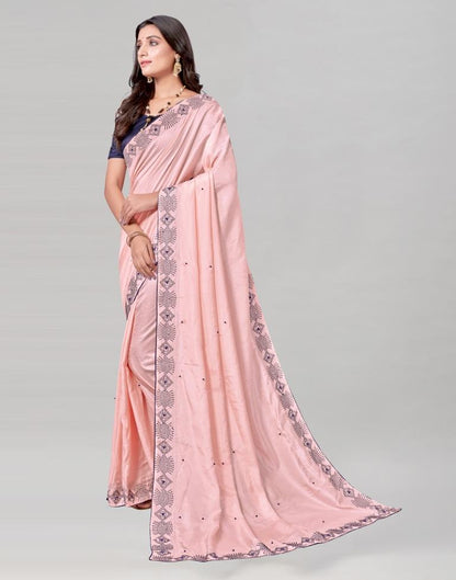 Light Pink Coloured Poly Silk Hot Fixing Saree | Sudathi