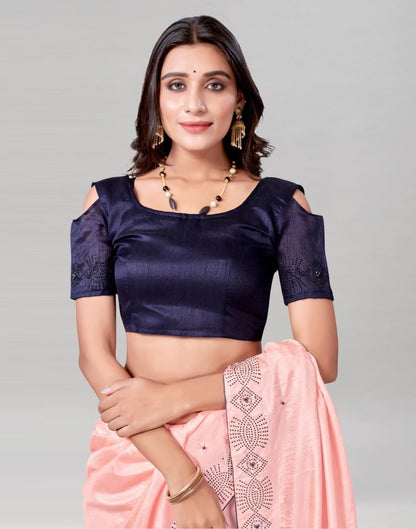 Light Pink Coloured Poly Silk Hot Fixing Saree | Sudathi