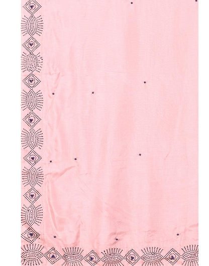 Light Pink Coloured Poly Silk Hot Fixing Saree | Sudathi