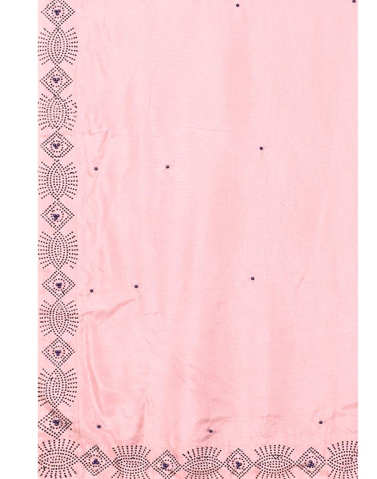 Light Pink Coloured Poly Silk Hot Fixing Saree | Sudathi