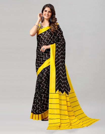 Black Coloured Cotton Printed Saree | Sudathi