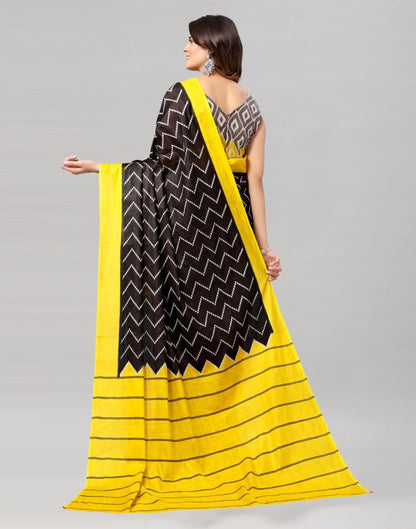 Black Coloured Cotton Printed Saree | Sudathi