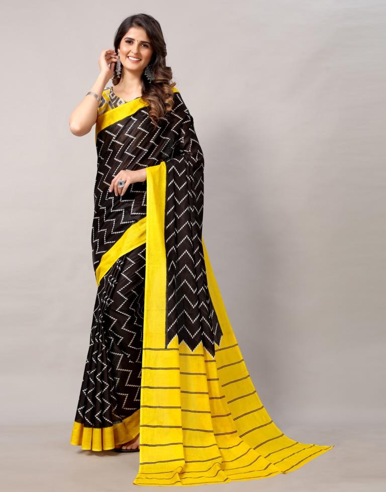 Black Coloured Cotton Printed Saree | Sudathi