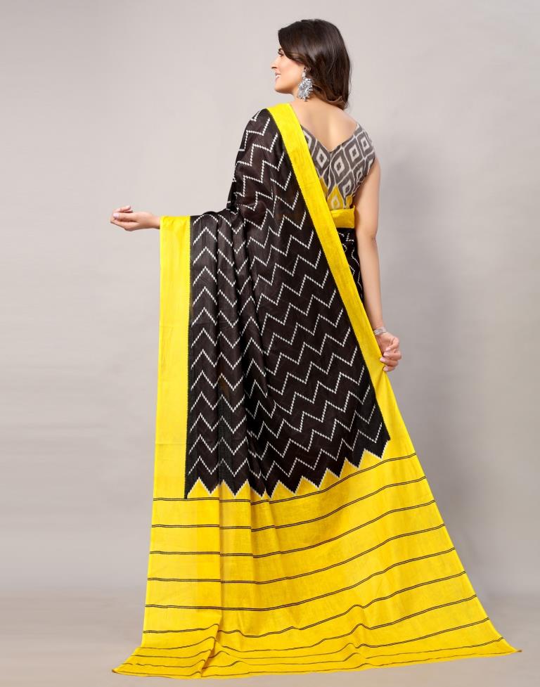 Black Coloured Cotton Printed Saree | Sudathi