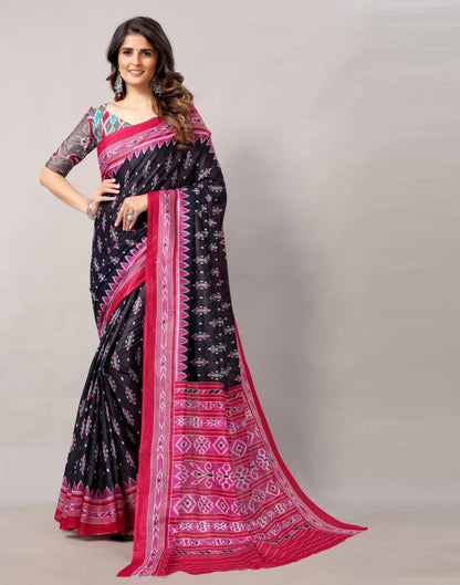 Dark Blue Coloured Cotton Printed Saree | Sudathi