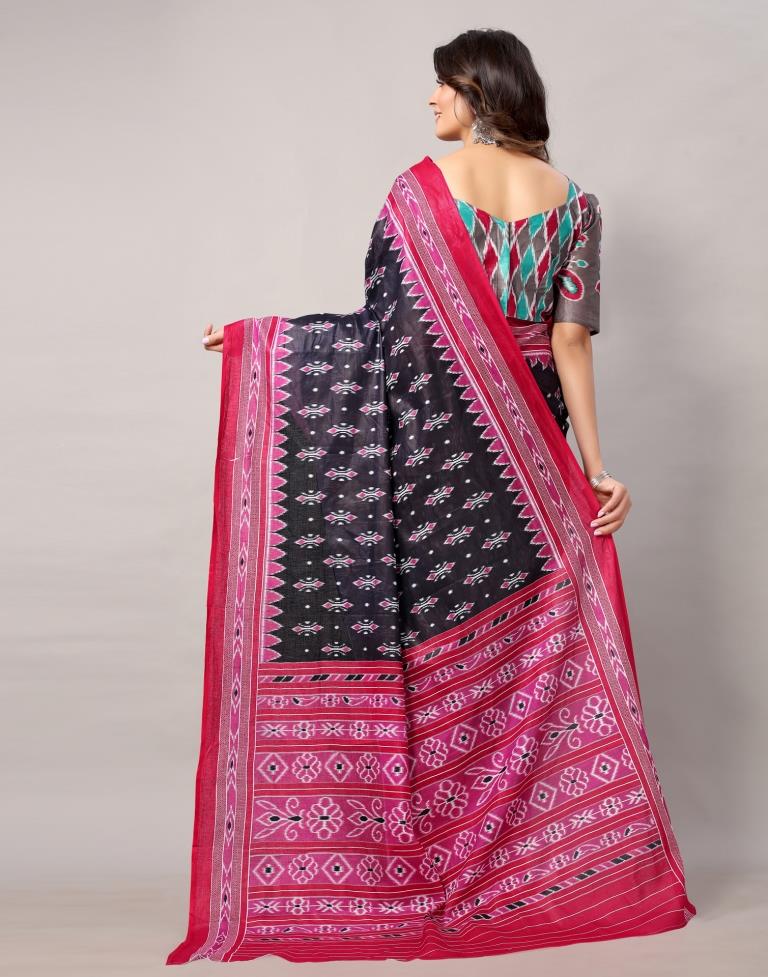 Dark Blue Coloured Cotton Printed Saree | Sudathi