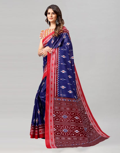 Royal Blue Coloured Cotton Printed Saree | Sudathi