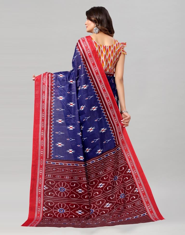 Royal Blue Coloured Cotton Printed Saree | Sudathi